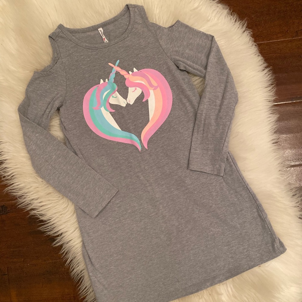Girls Unicorn Cut Out Jersey Dress